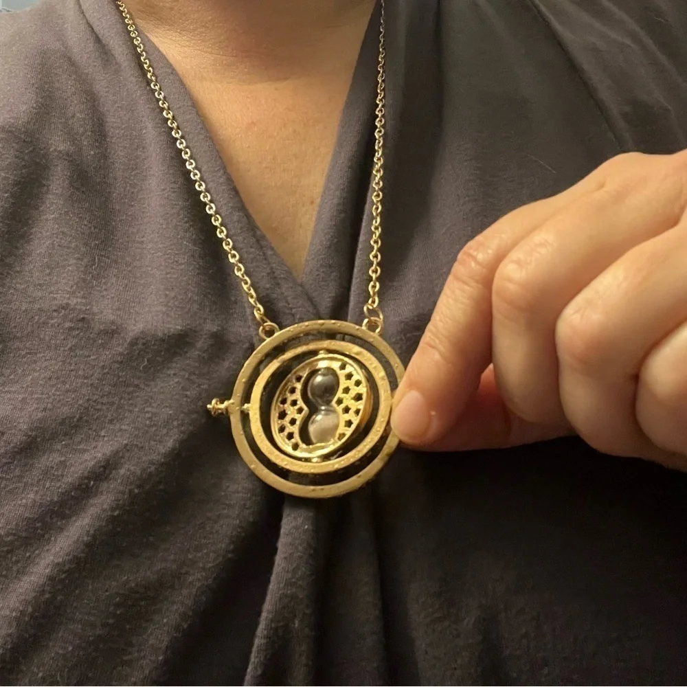 Harry Potter Gold Time Turner Sand Glass Pendant Necklace